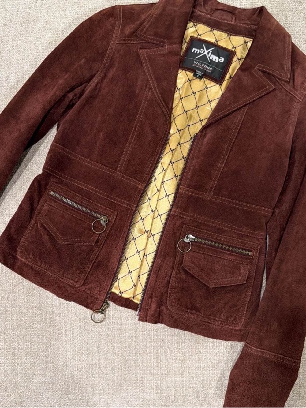 Maxima Wilson’s Leather Women's Brown Suede Zip Jacket - Picture 2 of 7